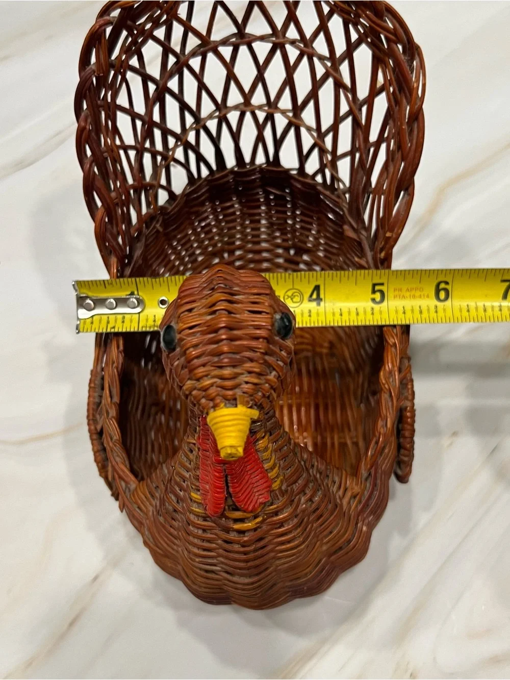 Vintage 1990s Woven Wicker Turkey Basket Thanksgiving Fall Farmhouse Cottagecore